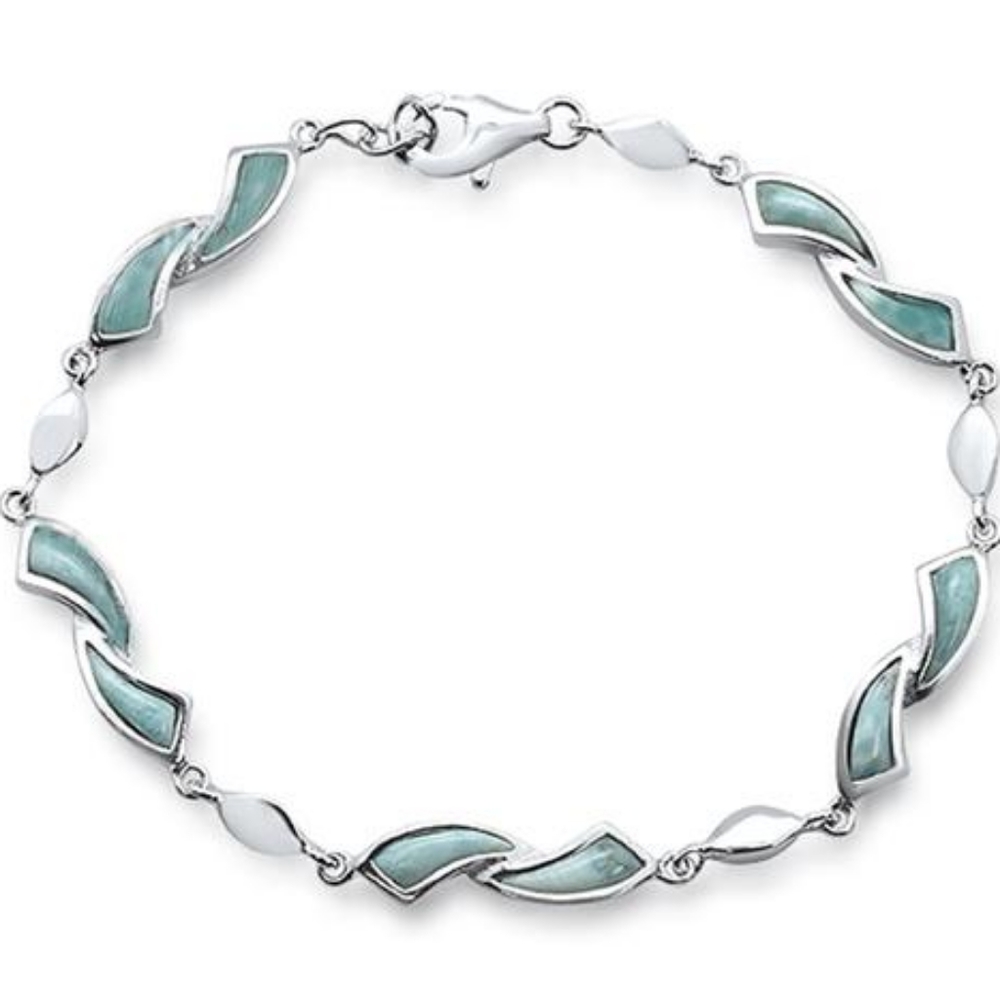 natural larimar.925 sterling silver necklace